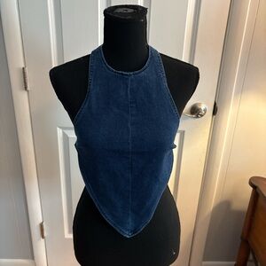 Edikted Blue Denim Crop Top